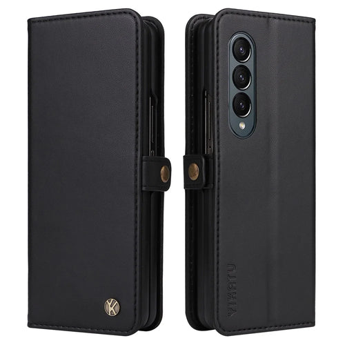 YIKATU YK- 001 for Samsung Galaxy Z Fold4 5G Magnetic PU Leather  Cover Stand Inner TPU Shockproof Flip Wallet Cover - Black - 1