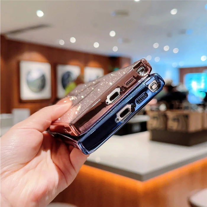 For Samsung Galaxy S24 Ultra Case Electroplating Glitter TPU Clear Phone Cover Magnetic Case - Blue - 5