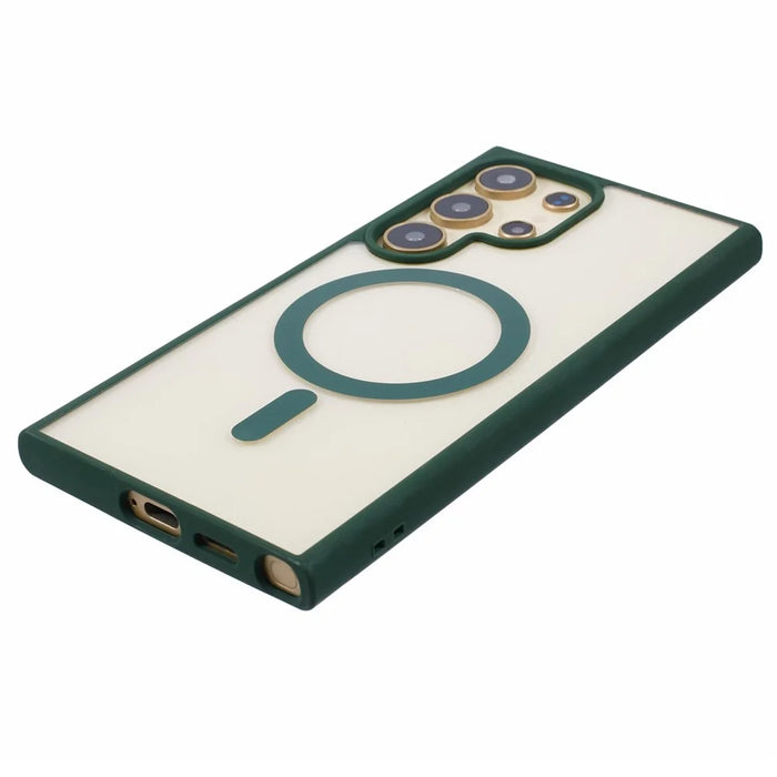 For Samsung Galaxy S24 Ultra Magnetic Case Shockproof PC+TPU Clear Phone Cover - Green - 5