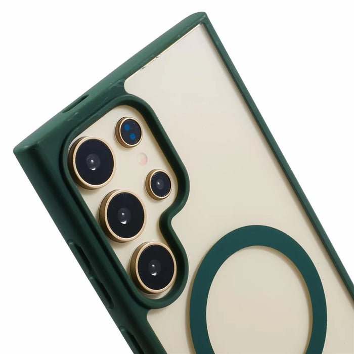 For Samsung Galaxy S24 Ultra Magnetic Case Shockproof PC+TPU Clear Phone Cover - Green - 7