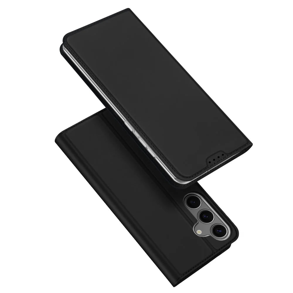 DUX DUCIS Skin Pro Series For Samsung Galaxy S25 Case Leather Cover Card Holder - Black - 1