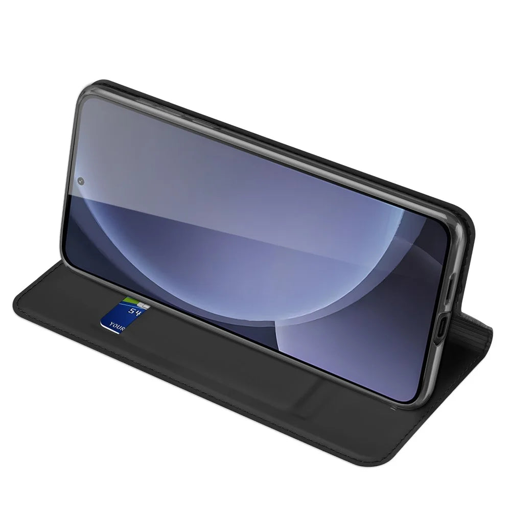 DUX DUCIS Skin Pro Series For Samsung Galaxy S25 Case Leather Cover Card Holder - Black - 3