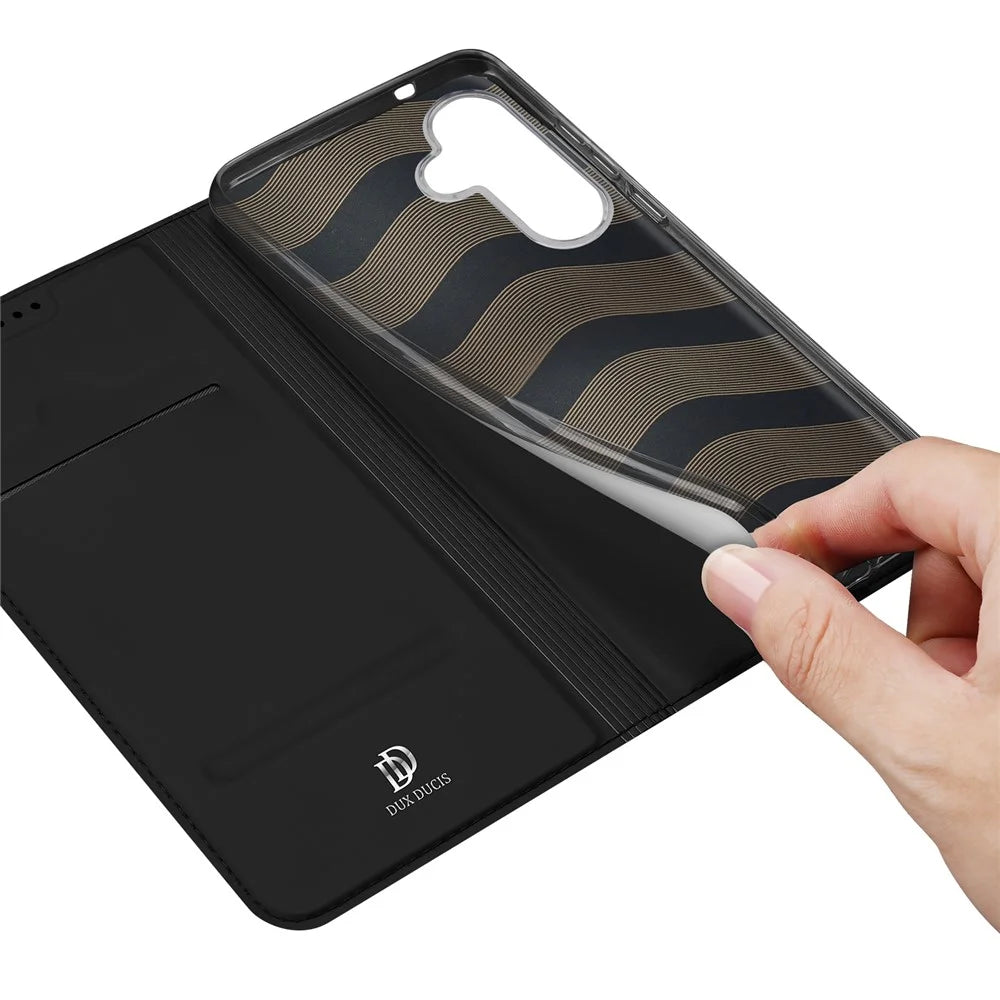 DUX DUCIS Skin Pro Series For Samsung Galaxy S25 Case Leather Cover Card Holder - Black - 5