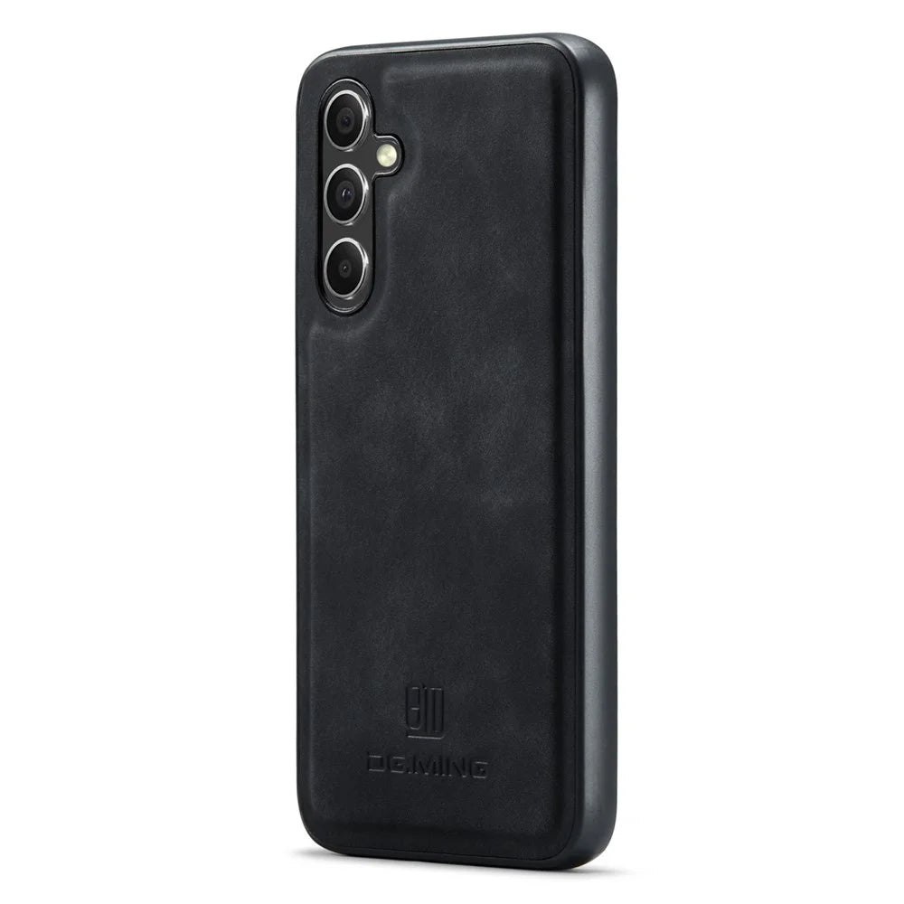 DG.MING For Samsung Galaxy A16 5G / A16 4G Case PU Leather Covered PC+TPU Hybrid Phone Shell - Black - 1