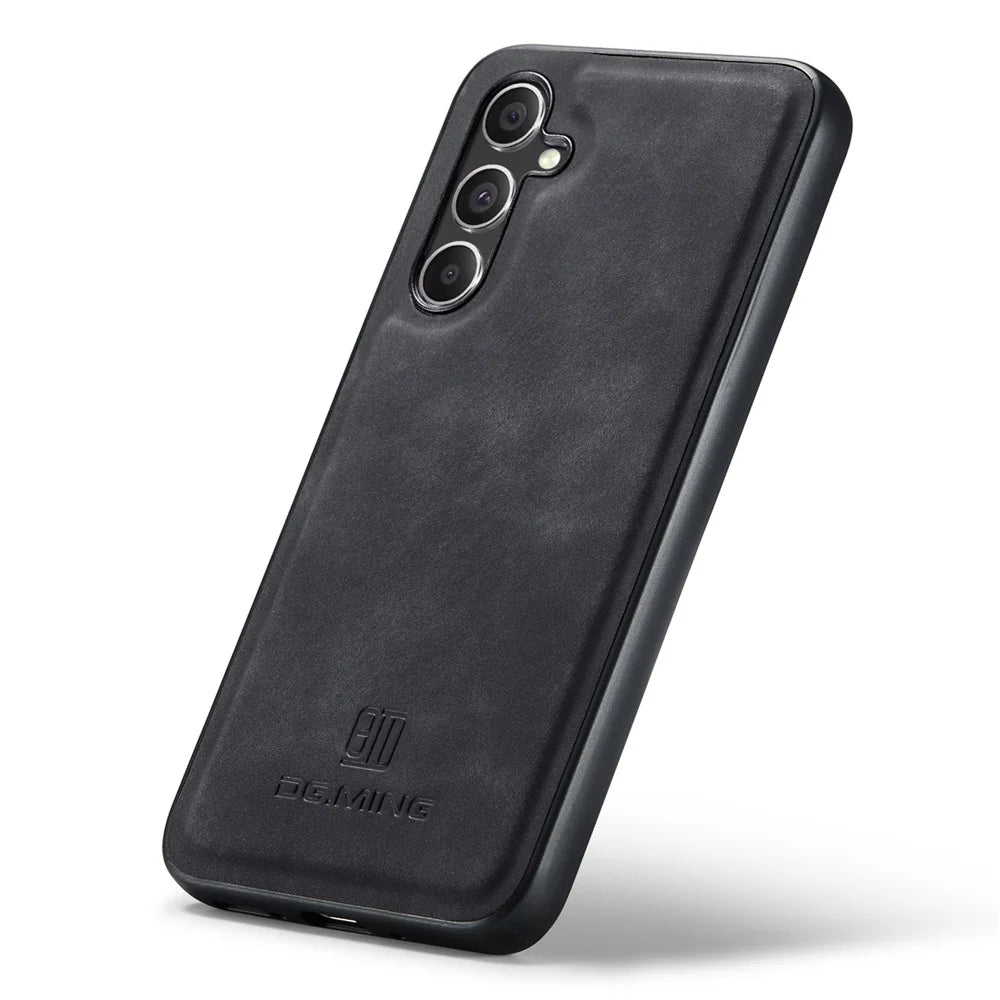 DG.MING For Samsung Galaxy A16 5G / A16 4G Case PU Leather Covered PC+TPU Hybrid Phone Shell - Black - 4
