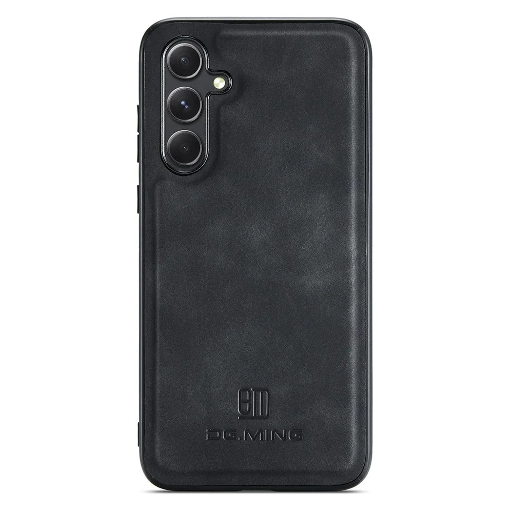 DG.MING For Samsung Galaxy A16 5G / A16 4G Case PU Leather Covered PC+TPU Hybrid Phone Shell - Black - 5
