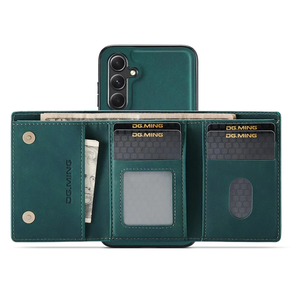 DG.MING M1 Series for Samsung Galaxy A16 5G / A16 4G Case Kickstand PU Phone Cover with Detachable Wallet - Green - 2
