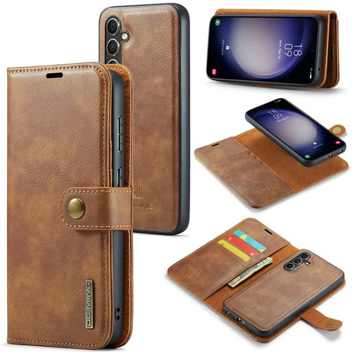 DG.MING for Samsung Galaxy A16 5G / A16 4G Case Detachable Split Leather Phone Cover - Brown - 1