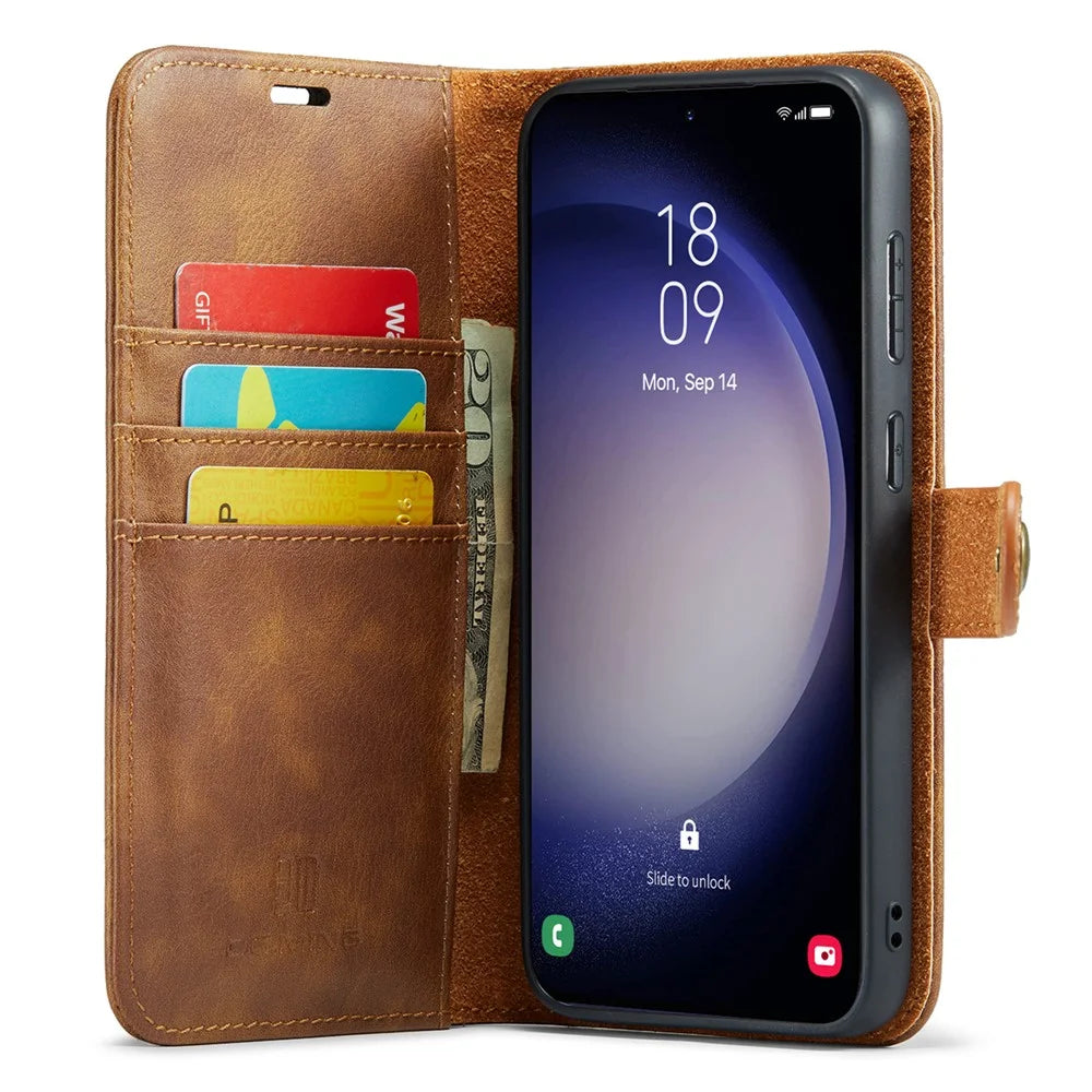 DG.MING for Samsung Galaxy A16 5G / A16 4G Case Detachable Split Leather Phone Cover - Brown - 2