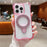 For iPhone 16 Pro Max Case Glitter Magnetic Kickstand Reinforced Corners Acrylic+TPU Phone Cover - Pink - 1