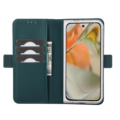 ABEEL Style A02 For Google Pixel 9 Pro Fold 5G Stand Case PC+PU Leather RFID Blocking Wallet Phone Cover - Green - 2