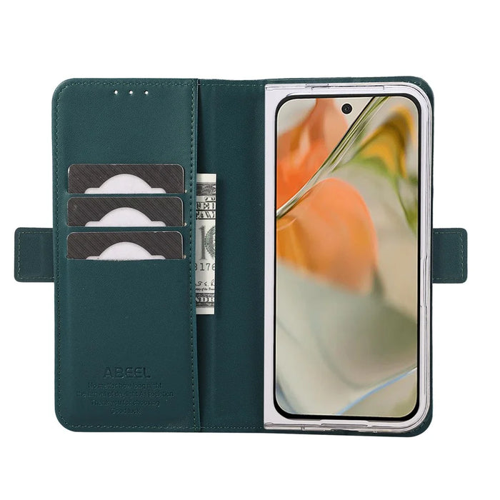 ABEEL Style A02 For Google Pixel 9 Pro Fold 5G Stand Case PC+PU Leather RFID Blocking Wallet Phone Cover - Green - 2
