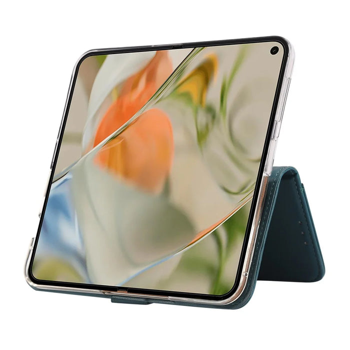 ABEEL Style A02 For Google Pixel 9 Pro Fold 5G Stand Case PC+PU Leather RFID Blocking Wallet Phone Cover - Green - 3