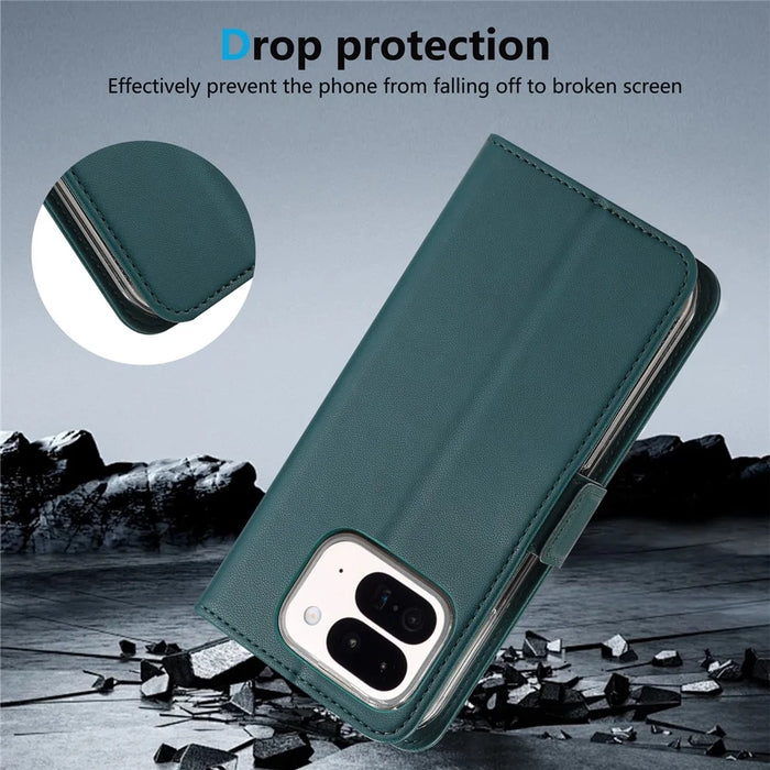 ABEEL Style A02 For Google Pixel 9 Pro Fold 5G Stand Case PC+PU Leather RFID Blocking Wallet Phone Cover - Green - 7