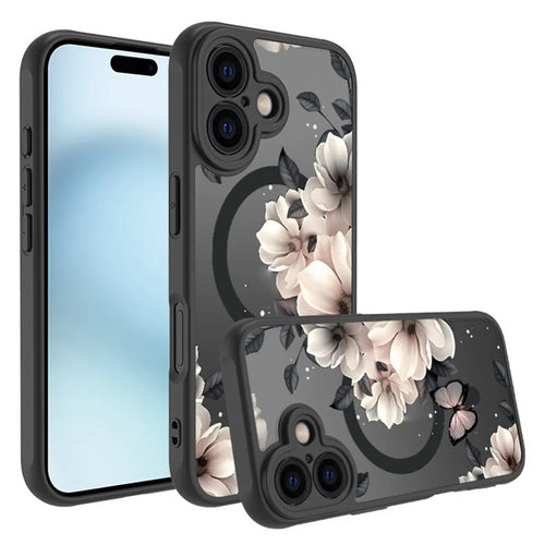 For iPhone 16 Case Compatible with MagSafe Ink Painting Butterfly Pattern TPU+PC Phone Cover - 1