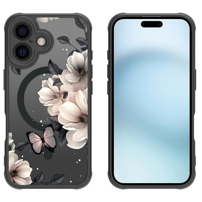 For iPhone 16 Case Compatible with MagSafe Ink Painting Butterfly Pattern TPU+PC Phone Cover - 2