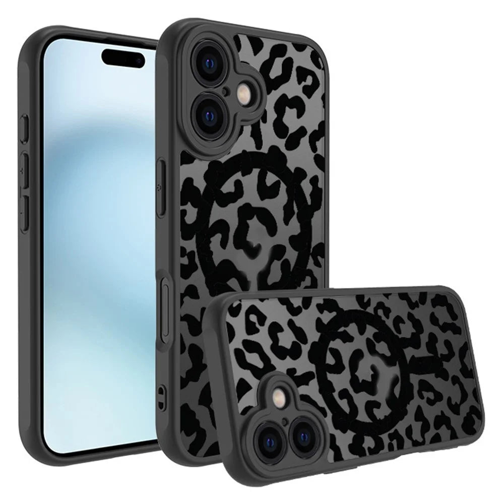 For iPhone 16 Plus Case Compatible with MagSafe Leopard Pattern TPU+PC Phone Cover - 1