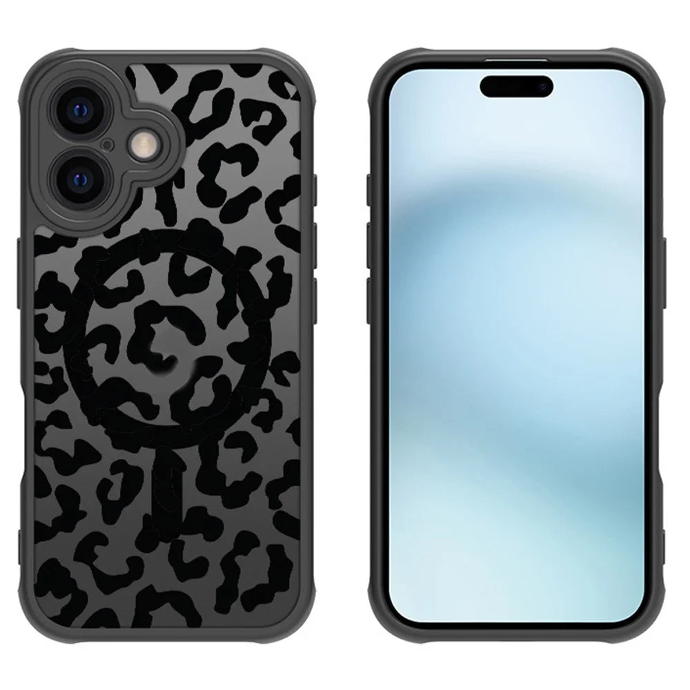 For iPhone 16 Plus Case Compatible with MagSafe Leopard Pattern TPU+PC Phone Cover - 3