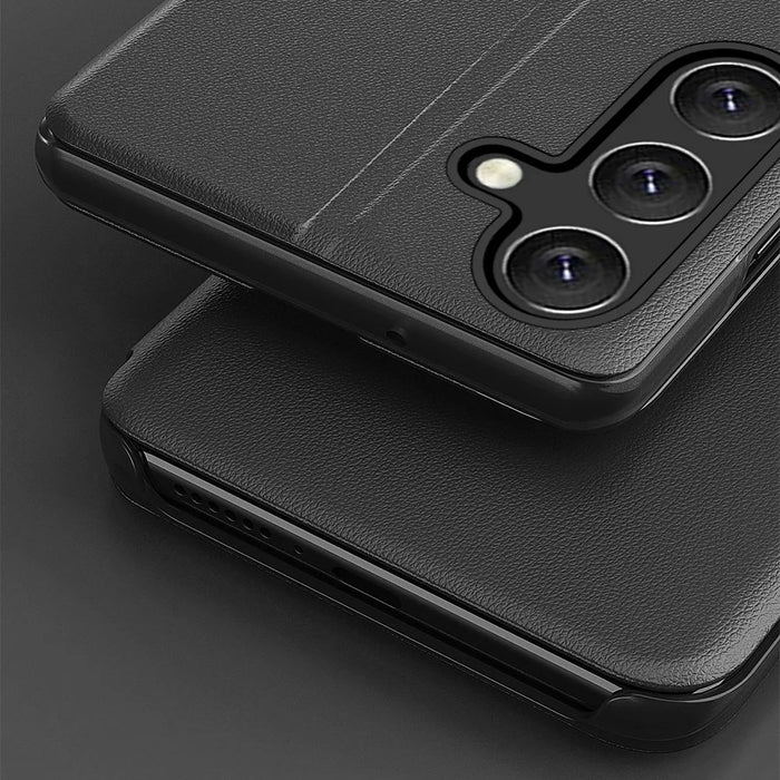 For Samsung Galaxy A16 5G / A16 4G Case View Window PU Leather Stand Cover - Black - 5
