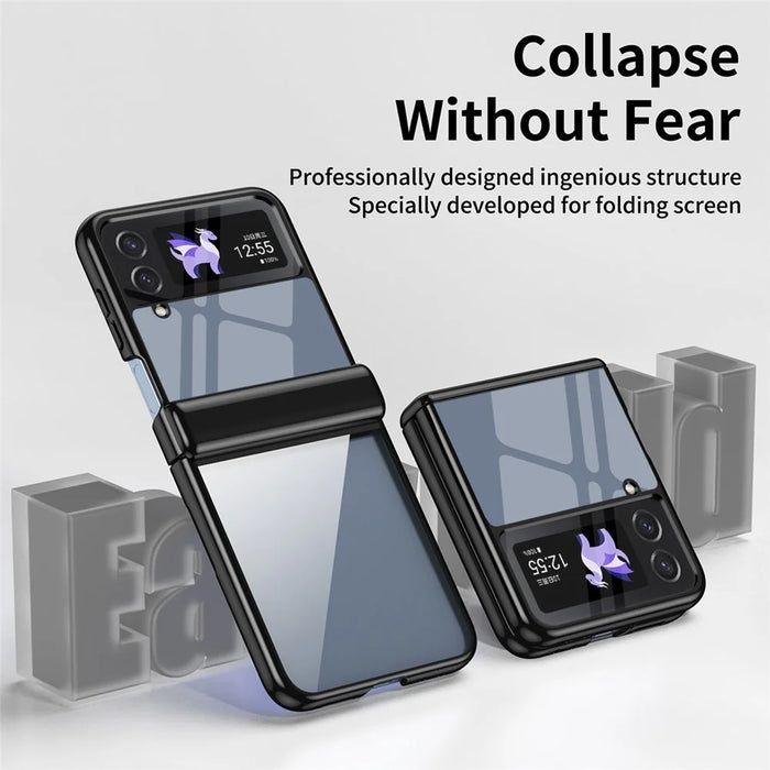 For Samsung Galaxy Z Flip3 5G Case Electroplating Transparent PC Phone Cover with Hinge - Black - 7
