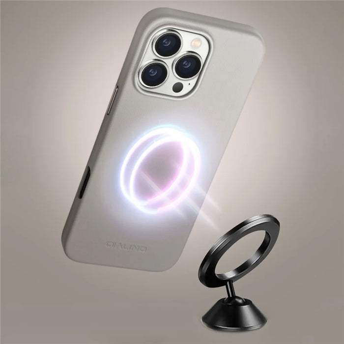 QIALINO For iPhone 16 Pro Max Case PC+Silicone Phone Cover Compatible with MagSafe - Grey - 6
