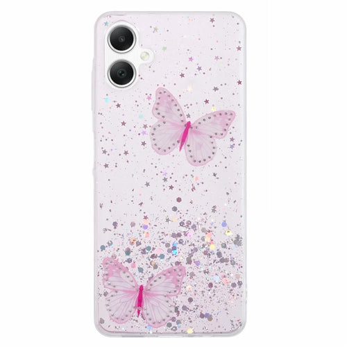 AW Series For Samsung Galaxy A06 4G Case Epoxy PVC Butterfly TPU Aesthetics Phone Cover - Pink - 1
