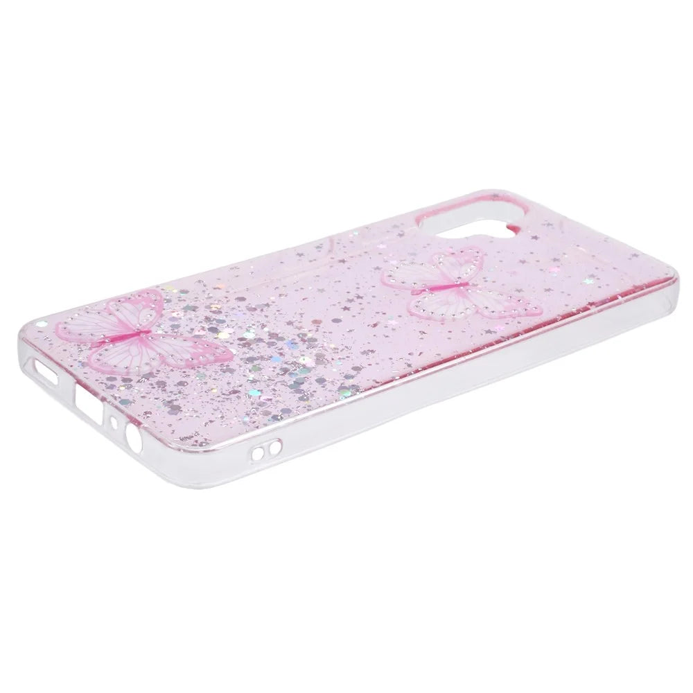 AW Series For Samsung Galaxy A06 4G Case Epoxy PVC Butterfly TPU Aesthetics Phone Cover - Pink - 3
