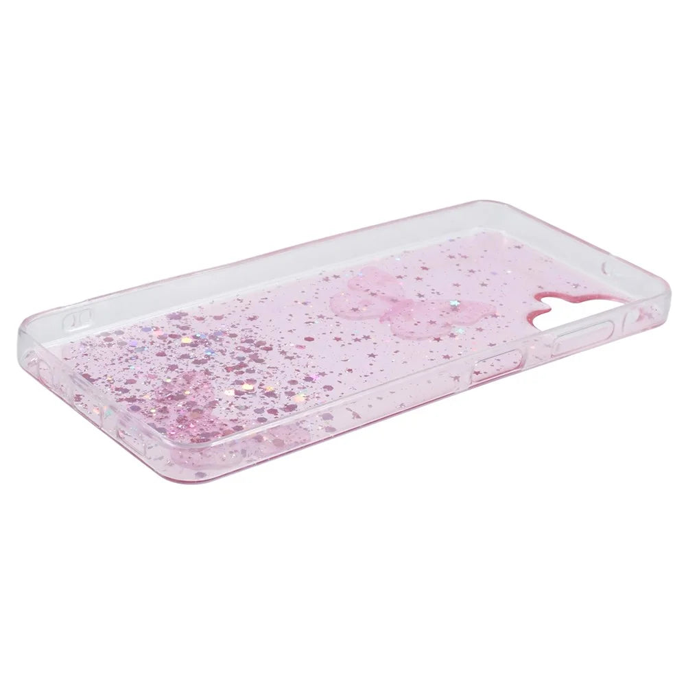 AW Series For Samsung Galaxy A06 4G Case Epoxy PVC Butterfly TPU Aesthetics Phone Cover - Pink - 4