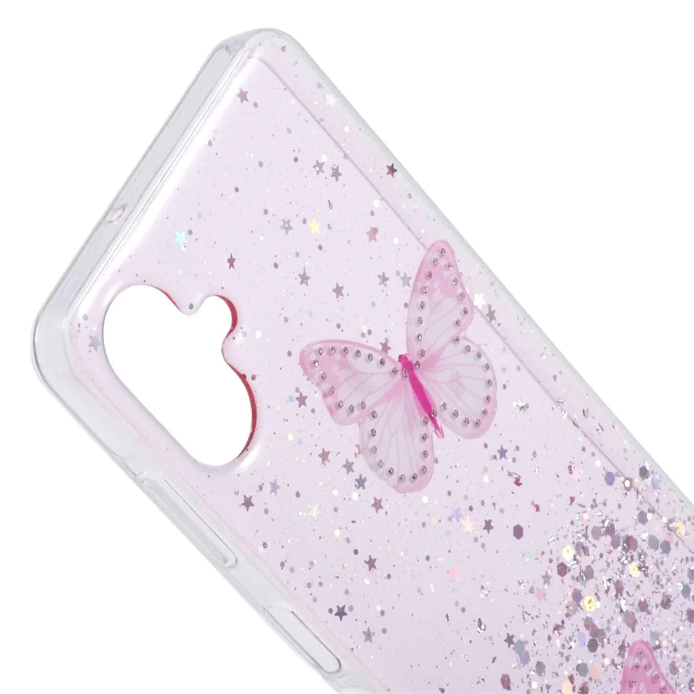AW Series For Samsung Galaxy A06 4G Case Epoxy PVC Butterfly TPU Aesthetics Phone Cover - Pink - 5
