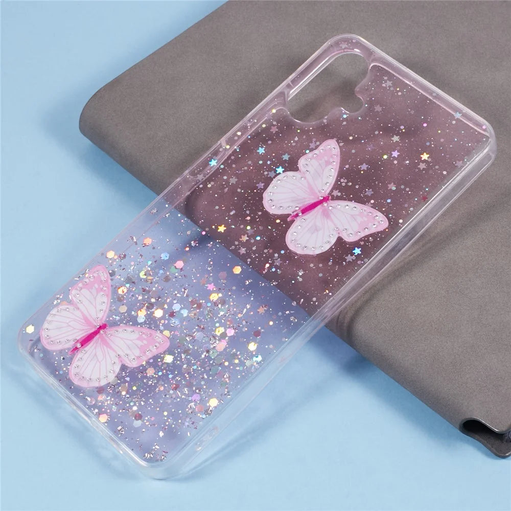 AW Series For Samsung Galaxy A06 4G Case Epoxy PVC Butterfly TPU Aesthetics Phone Cover - Pink - 6