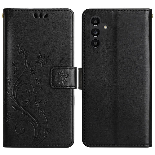For Samsung Galaxy S25 Case PU Leather Phone Wallet Cover with Strap - Black - 1