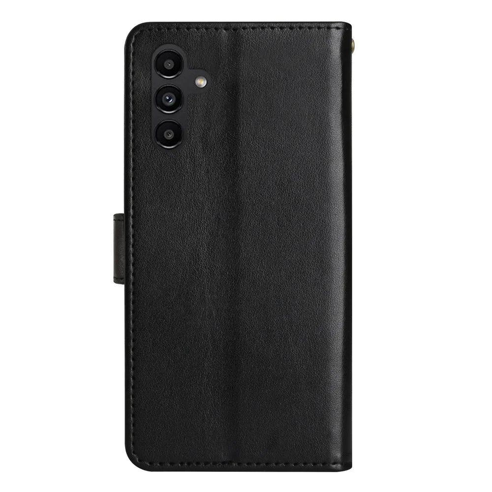 For Samsung Galaxy S25 Case PU Leather Phone Wallet Cover with Strap - Black - 7