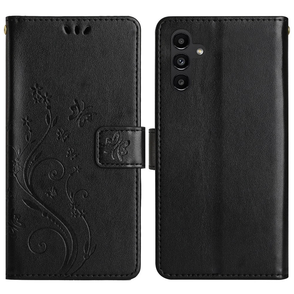 For Samsung Galaxy S25+ Case PU Leather Phone Wallet Cover with Strap - Black - 1