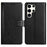 For Samsung Galaxy S25 Ultra Case PU Leather Phone Wallet Cover with Strap - Black - 1