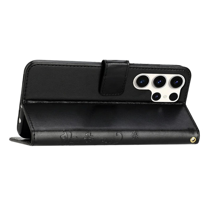 For Samsung Galaxy S25 Ultra Case PU Leather Phone Wallet Cover with Strap - Black - 3
