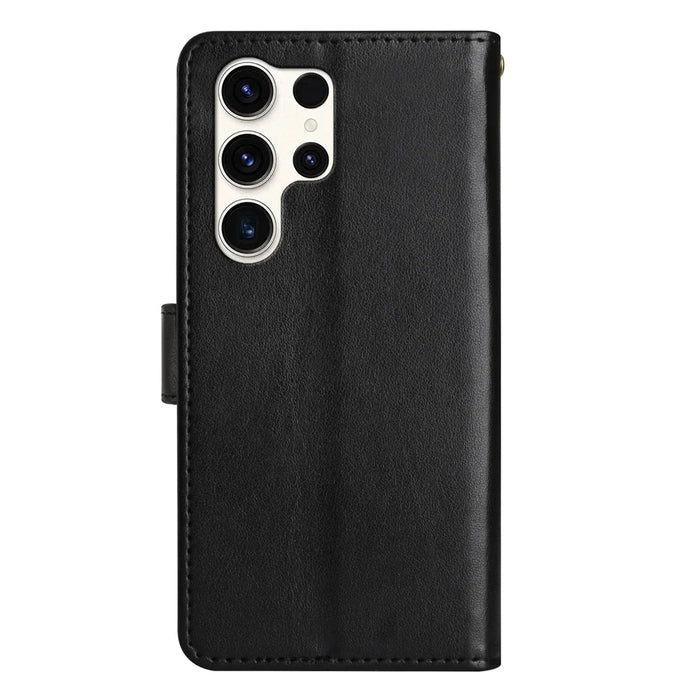 For Samsung Galaxy S25 Ultra Case PU Leather Phone Wallet Cover with Strap - Black - 7