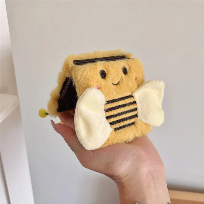 KJS-026 For Samsung Galaxy Z Flip7 FE 5G / Z Flip6 5G Case Bee Pattern Plush+TPU Phone Cover - 4