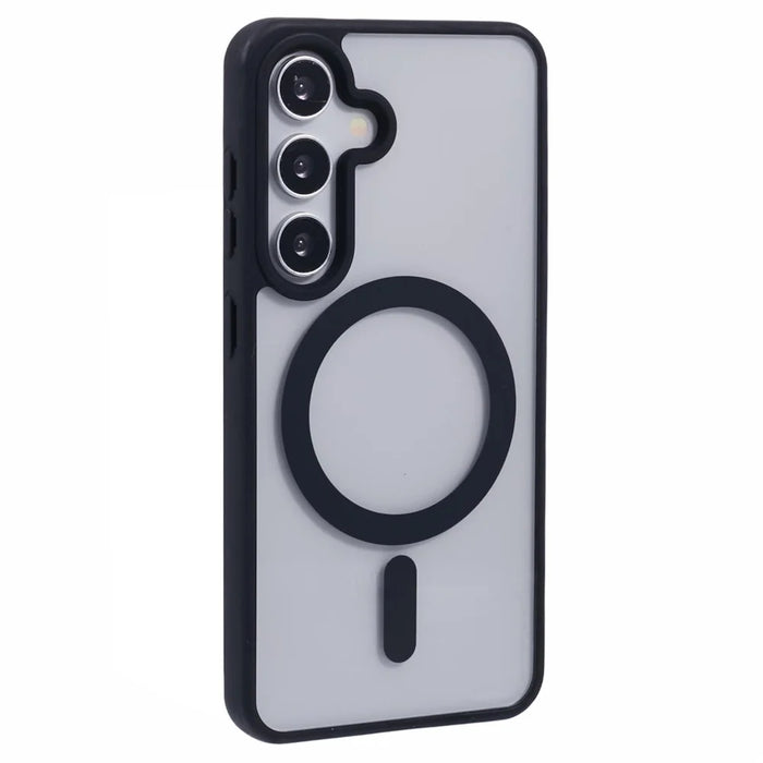 For Samsung Galaxy S23 FE Magnetic Case Shockproof PC+TPU Clear Phone Cover - Black - 1