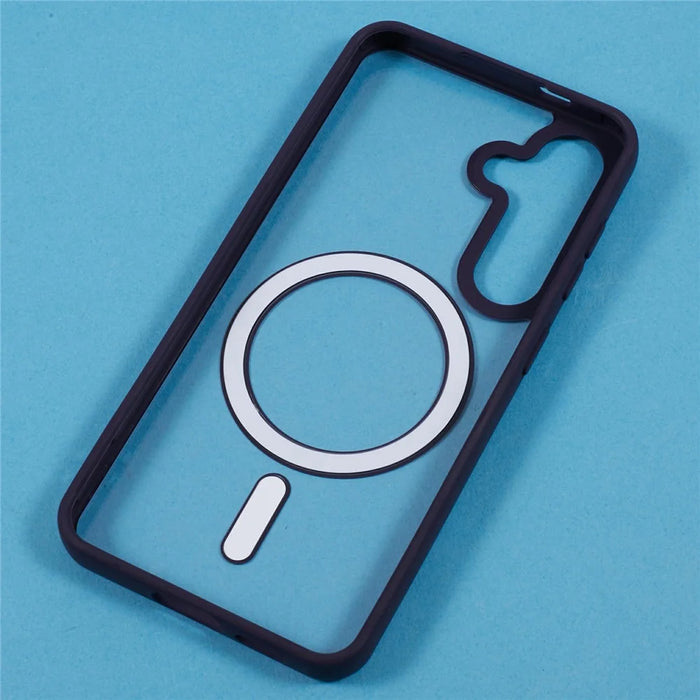 For Samsung Galaxy S23 FE Magnetic Case Shockproof PC+TPU Clear Phone Cover - Black - 7
