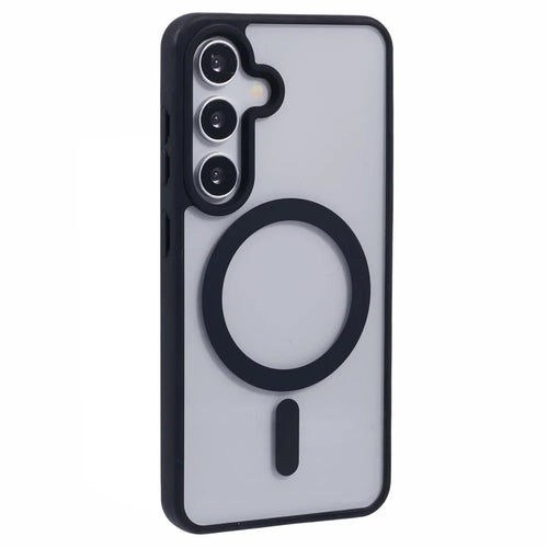 For Samsung Galaxy S24 Magnetic Case Shockproof PC+TPU Clear Phone Cover - Black - 1
