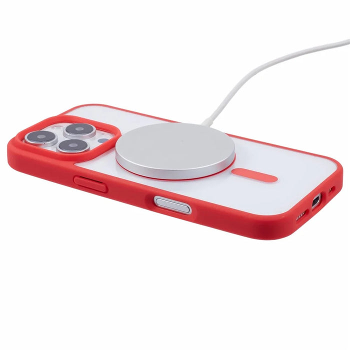 For iPhone 16 Pro Max Case Compatible with MagSafe Shockproof PC+TPU Clear Phone Cover - Red - 4