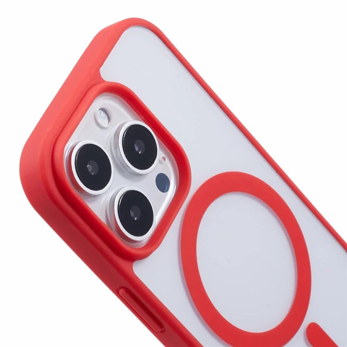 For iPhone 16 Pro Max Case Compatible with MagSafe Shockproof PC+TPU Clear Phone Cover - Red - 6