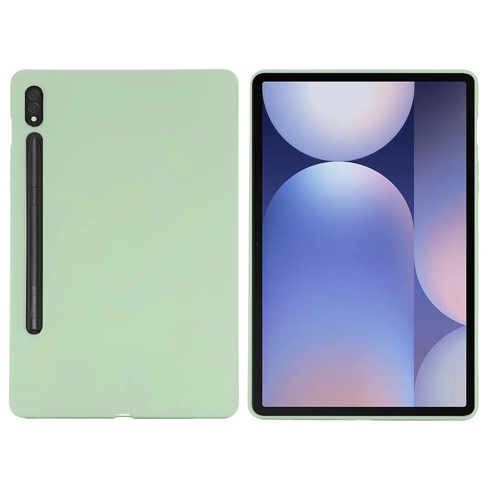 For Samsung Galaxy Tab S10 Ultra / S9 Ultra Case Liquid Silicone Anti-Scratch Tablet Cover - Green - 1