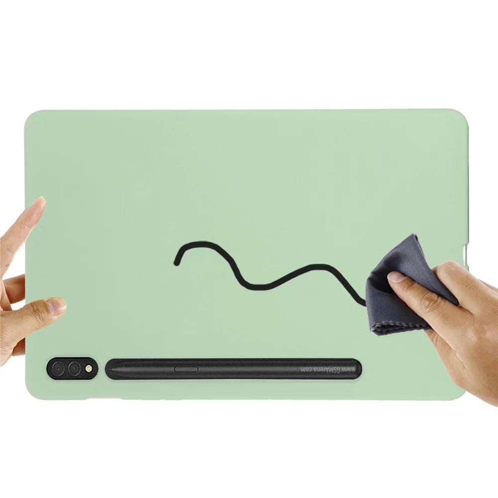 For Samsung Galaxy Tab S10 Ultra / S9 Ultra Case Liquid Silicone Anti-Scratch Tablet Cover - Green - 6