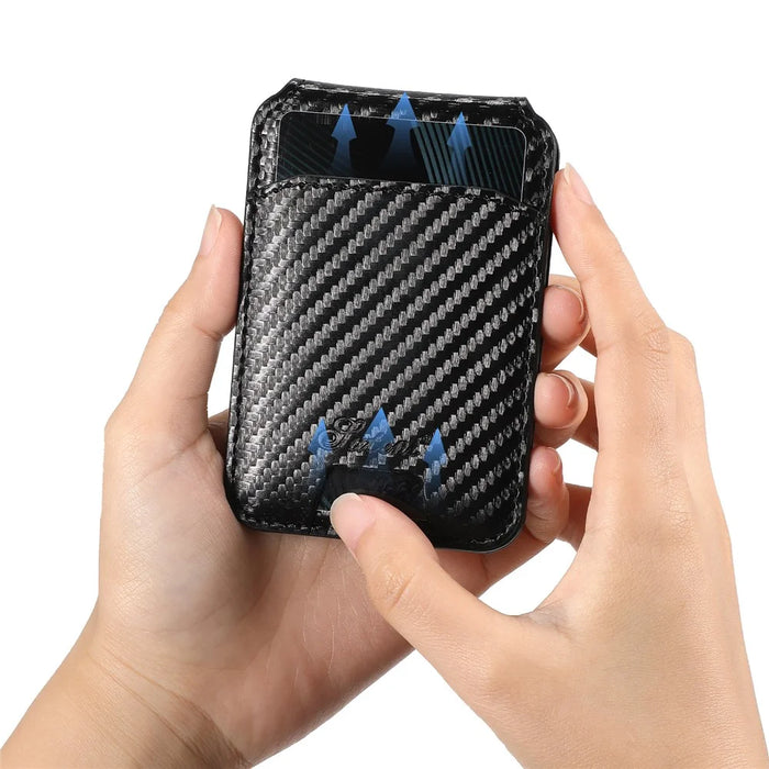 SUTENI H18 For iPhone 16 Pro Magnetic Case Carbon Fiber Texture Leather+TPU Cover with Detachable Card Bag - 7