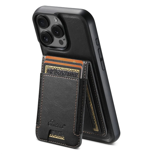 SUTENI H17 For iPhone 16 Pro Max Case Compatible with MagSafe Card Holder Kickstand Phone Cover - Black - 1