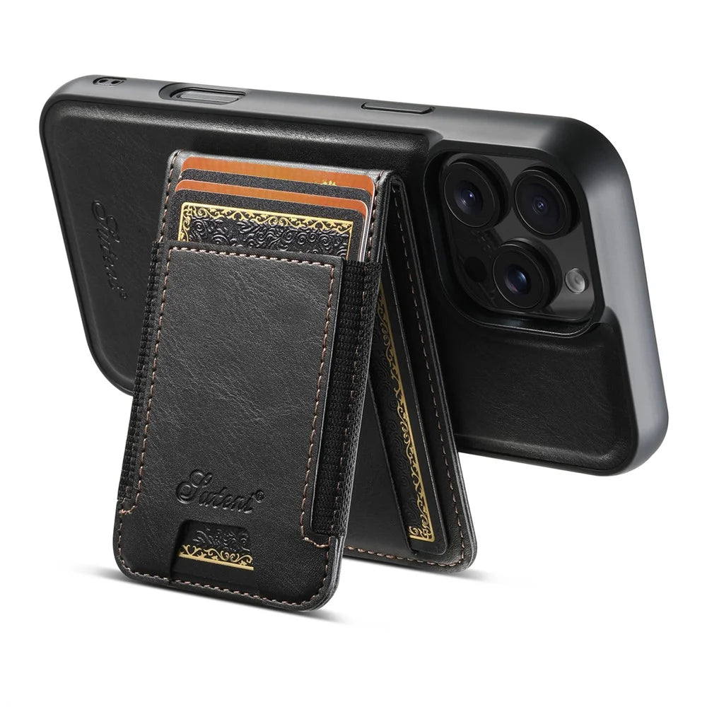 SUTENI H17 For iPhone 16 Pro Max Case Compatible with MagSafe Card Holder Kickstand Phone Cover - Black - 4