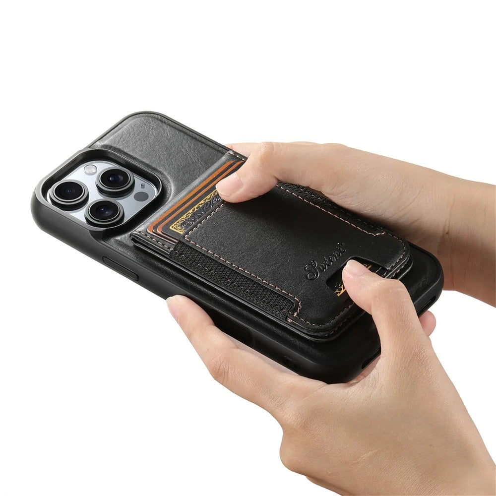 SUTENI H17 For iPhone 16 Pro Max Case Compatible with MagSafe Card Holder Kickstand Phone Cover - Black - 5