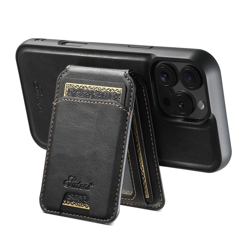 SUTENI H15 For iPhone 16 Pro Max Magnetic Case Detachable Card Holder Phone Cover - Black - 2