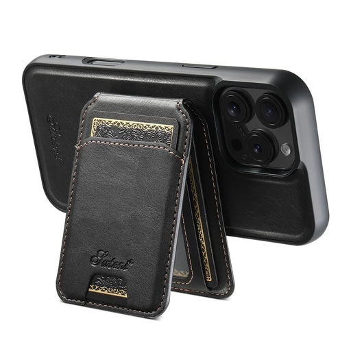 SUTENI H15 For iPhone 16 Pro Max Magnetic Case Detachable Card Holder Phone Cover - Black - 2